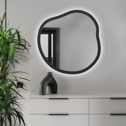 Зеркало асимметричное с подсветкой на основе ЛДСП Art-com AN1 Черный 60х60